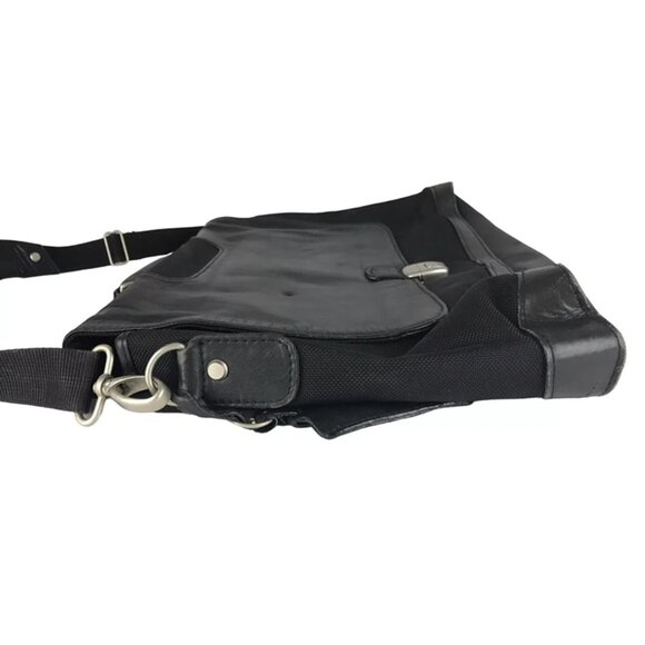 Samsonite Unisex Black Leather Pockets Dividers Detachable‎ Strap Laptop Bag - Picture 5 of 11